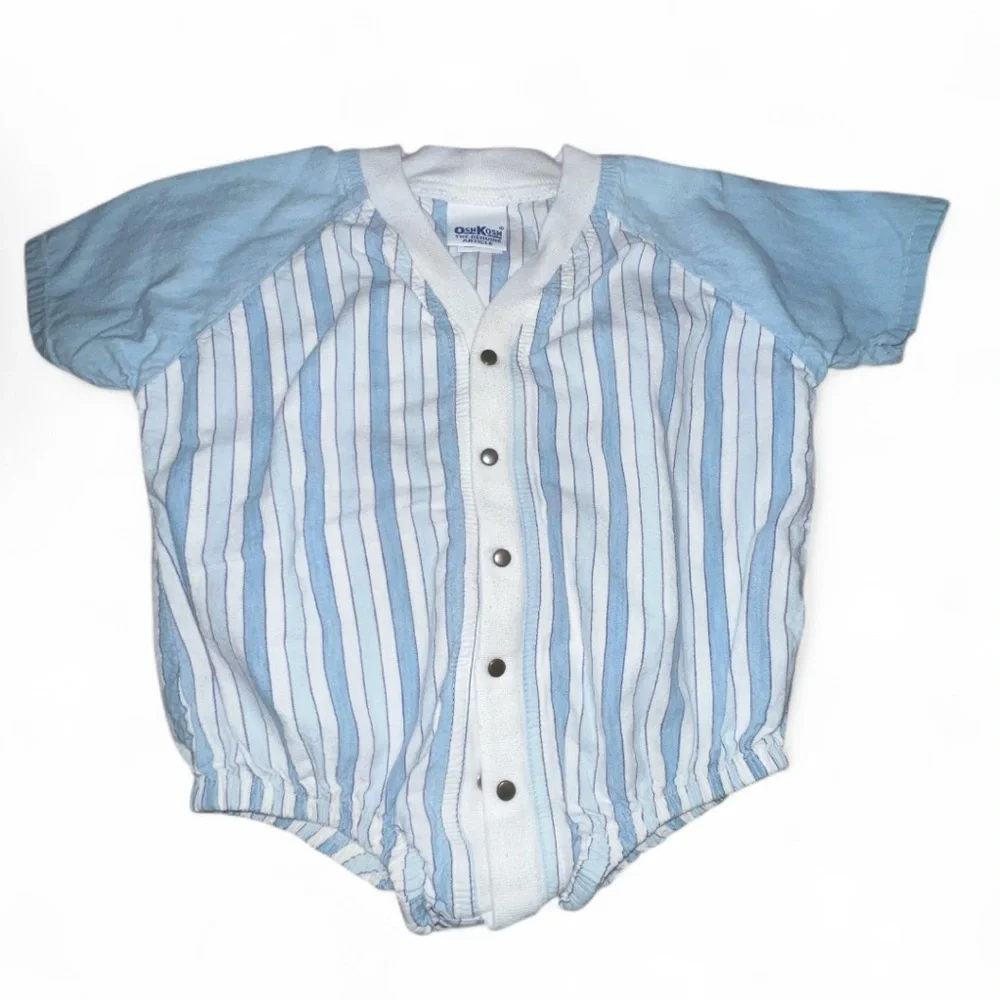 OshKosh B'gosh Light Blue Striped Button Down Onesie